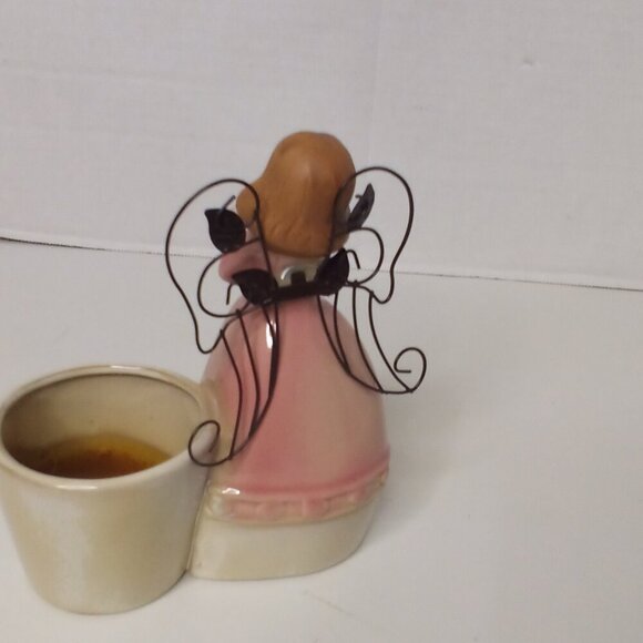 Ceramic Angel Tealight Candle Holder Glazed 6" Tall - Picture 6 of 12